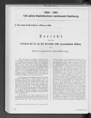 1866 - 1991, 125 Jahre Statistisches Landesamt Hamburg