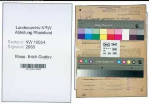 Entnazifizierung Erich Gustav Klose , geb. 02.05.1898 (Telefonist)