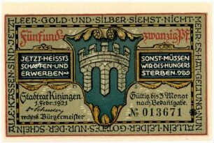 Geldschein / Notgeld, 25 Pfennig, 1.2.1921
