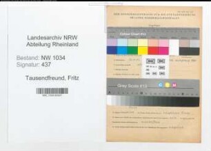 Entnazifizierung Fritz Tausendfreund , geb. 24.11.1906 (Oberzahlmeister)