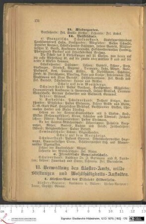 VI. Verwaltung des Kloster-Amts, milde Stiftungen und Wohlthätigkeits-Anstalten.