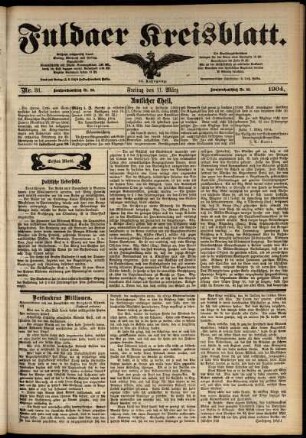 Erste Ausgabe vom Freitag, den 11. März 1904.