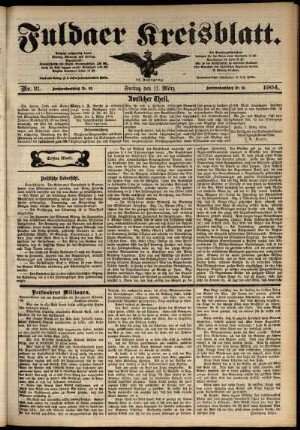 Erste Ausgabe vom Freitag, den 11. März 1904.