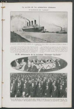 La acción de los submarinos alemanes : El hundimiento del "Lusitania"