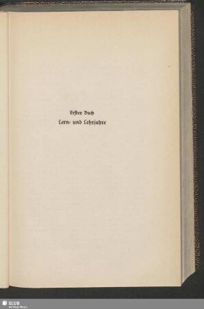 Erstes Buch: Lern- und Lehrjahre