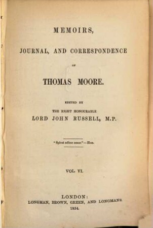 Memoirs, journal, and correspondence of Thomas Moore. 6