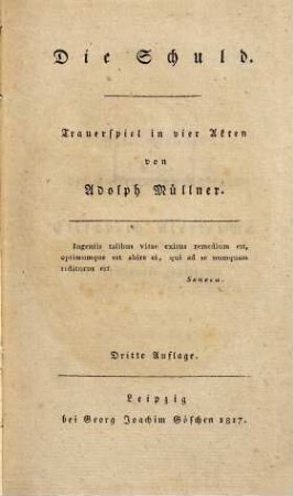 Die Schuld : Trauerspiel in vier Akten