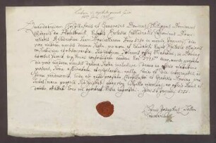 Zeugnis über die erste Residenz des des Grafen Leopold Ludwig von Hoensbroech zu Speyer.