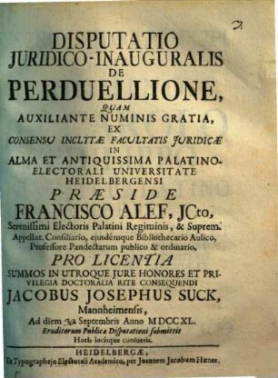 Disputatio iuridco-inauguralis de perduellione
