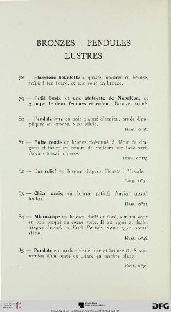 Bronze – Pendules – Lustres (Nr. 78-95)