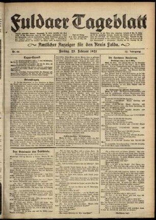 Ausgabe vom Freitag, den 25. Februar 1921.