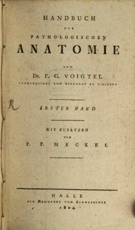 Handbuch der pathologischen Anatomie. 1