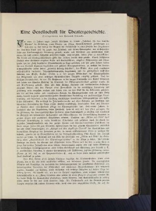 Eine Gesellschaft für Theatergeschichte