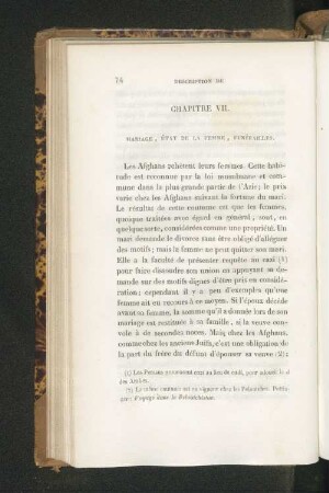 Chapitre VII. Mariage, État de la Femme, Funérailles.