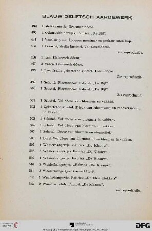 Blauw Delftsch Aardewerk (Nr. 492-620)