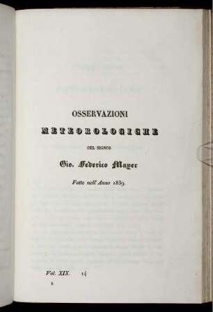 Osservazioni Meteorologiche Fatte nell' Anno 1839.