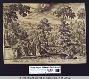 Landschaft mit biblischen Motiven des Neuen Testaments.