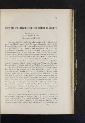Über die Beziehungen instabiler Formen zu stabilen.
