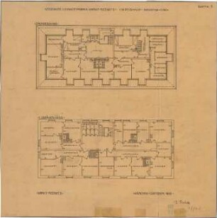 Fischer, Theodor; Marktredwitz; Baugenossenschaft Vereinigte Chamottfabrik, Wirtshaus - Grundriss 1. OG, Grundriss DG