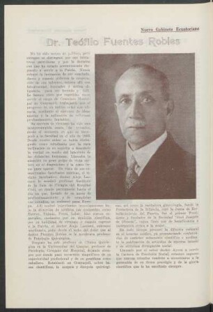 Nuevo gabinete ecuatoriano : Dr. Teófilo Fuentes Robles