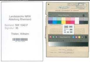 Entnazifizierung Wilhelm Thelen , geb. 07.12.1885 (Finanzangestellter)