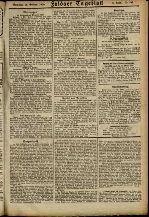 Zweite Ausgabe vom Samstag, den 16. Oktober 1920.