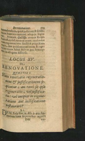 Locus XV. De Renovatione.