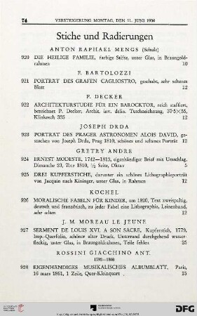 Stiche und Radierungen (Nr. 920-933)