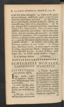 Sententiae Morales, Castellione Interprete