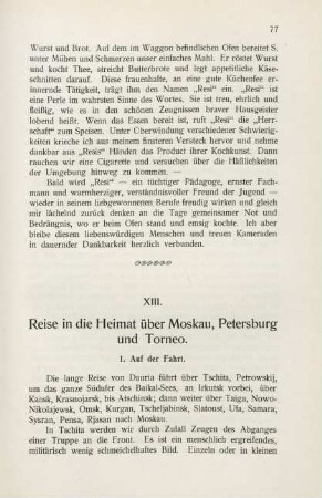 XIII. Reise in die Heimat über Moskau, Petersburg und Torneo