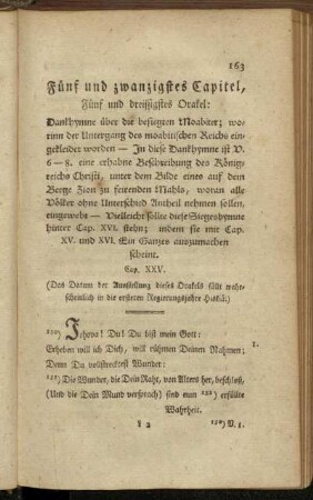 Fünf und zwanzigstes Capitel, Fünf und dreissigstes Orakel
