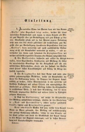 Waffenlehre, vorzugsweise zum Gebrauche für Infanterie- und Cavallerie-Offiziere der kais. kön. österreichischen Armee : Mit 1 Atlas v. 17 lithogr. Taf.