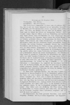 Sitzung vom 21. October 1884.