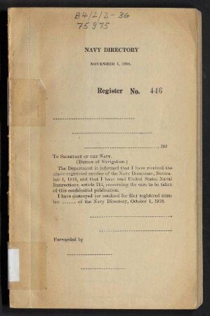 Navy Directory - Officers of the United States Navy, November 1, 1918.