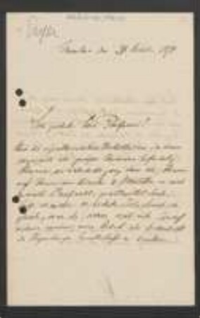 Brief von Adolf Engler an Unbekannt