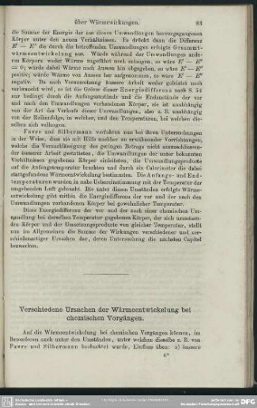 Verschiedene Ursachen der Wärmeentwickelung bei chemischen Vorgängen