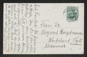 Brief von Katharina Kahn an Margarete Hauptmann
