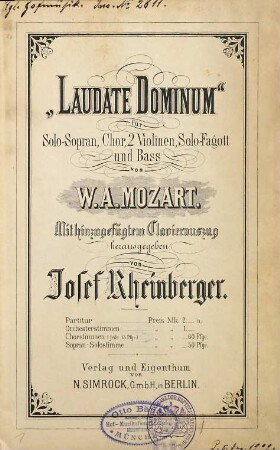 Laudate Dominum : für Solo-Sopran, Chor, 2 Violinen, Solo-Fagott und Bass