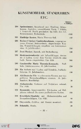 Kunstmobiliar, Standuhren etc. (Nr. 284-296)