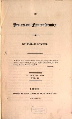 On Protestant Nonconformity : in two Volumes. 2