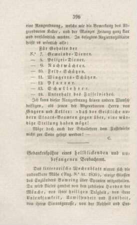 396-398 Gedankenspähne eines hellblickenden und unbefangenen Beobachters