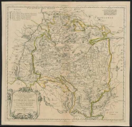 La Souabe : ou sont les Estats et Souverainetés Ecclesiastiques, Laiques, et Villes Imperiales qui Composent le Cercle De Souabe; et plusieurs Estats du Cercle et A La Maison D'Austriche Situés dans la Souabe ; Avec Privilege du Roy pour Vingt Ans