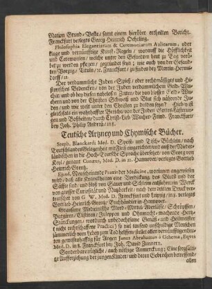 Teutsche Artzney und Chymische Bücher.