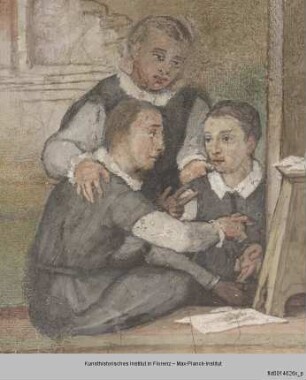 Allegorie der Zeit mit Jahreszeiten und Tageszeiten, Genreszenen und Landschaftsdarstellungen : Genreszene in der Casa Zuccari
