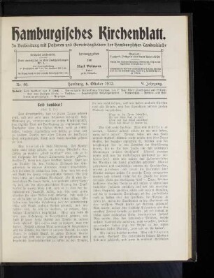 Nr. 40. Hamburg, 6. Oktober 1912. 9. Jahrgang.