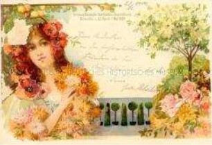 Postkarte zur Gartenbau-Ausstellung Dresden 1900