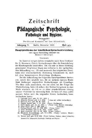 Hauptprobleme der kindlichen Sprachentwicklung