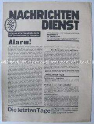 Mitteilungsblatt für Funktionäre des Zentralverbandes der Angestellten "Nachrichtendienst"