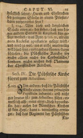 Sect. IV. Die Päbstische Kirche führet zum Arheismo.