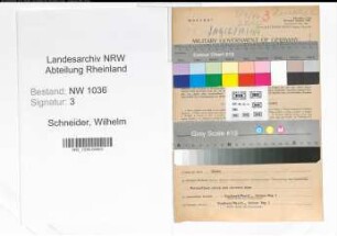 Entnazifizierung Wilhelm Schneider , geb. 13.02.1889 (Bueroleiter)